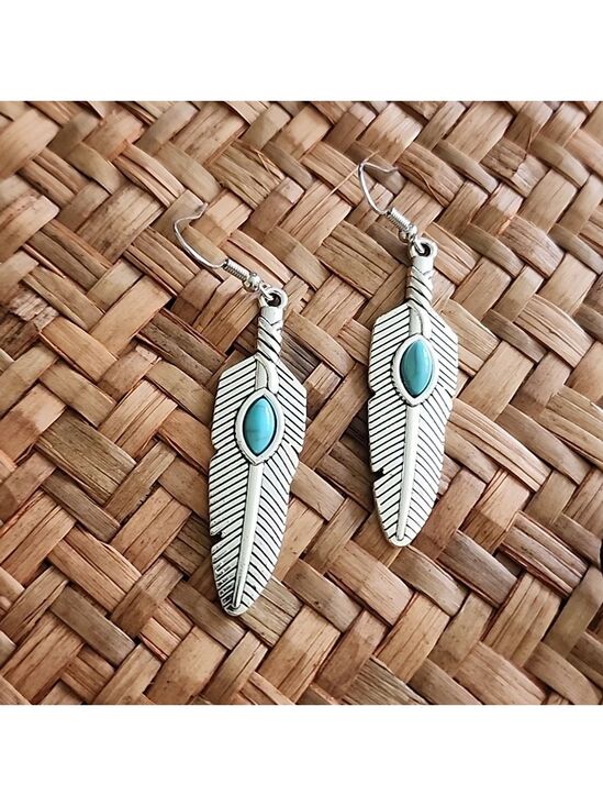 Boho Gypsy Sisters Jewelry - BOHEMIAN Blue Tribal Simulated Turquoise Spiral Swirl Statement EP